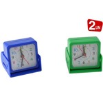 Ficha técnica e caractérísticas do produto Relógio Despertador de Mesa Portátil Excelente para Viagem Azul e Verde - 2 Unidades