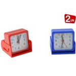 Ficha técnica e caractérísticas do produto Relógio Despertador de Mesa Portátil Excelente para Viagem Azul e Vermelho - 2 Unidades
