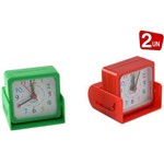 Ficha técnica e caractérísticas do produto Relógio Despertador de Mesa Portátil Excelente para Viagem Vermelho e Verde - 2 Unidades