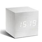 Ficha técnica e caractérísticas do produto Relógio Despertador Digital Quadrado Cubo Madeira Led Mesa Branco