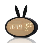 Ficha técnica e caractérísticas do produto Relógio Despertador LED Madeira Estudante mudo de voz Calendário Perpétuo Relógio de Temperatura