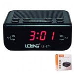 Ficha técnica e caractérísticas do produto Relógio Despertador Lelong Digital Elétrico De Mesa Radio Am Fm