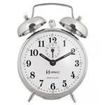 Ficha técnica e caractérísticas do produto Relogio Despertador Mecanico Vintage Retro Alarme Campainha Cromado Herweg