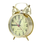 Ficha técnica e caractérísticas do produto Relógio Despertador retro dupla de Bell Ouro Prata Clocks com luz de fundo de Metal Circular Relógio Mecânico Decoração moderna