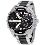 Relógio Diesel Mr. Daddy 2.0 Black Dial Caixa em Aço Inoxidável And Black Couro Relógio Masculino