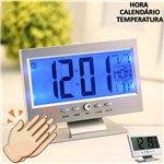 Ficha técnica e caractérísticas do produto Relógio Digital Acionamento Sonoro Despertador PRATA CBRN01439 - Commerce Brasil