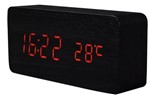 Ficha técnica e caractérísticas do produto Relógio Digital de Mesa Retrô Design Tipo Madeira com Alarme Cor Preto - Reloxx