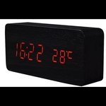 Ficha técnica e caractérísticas do produto Relógio Digital De Mesa Retrô Design Tipo Madeira Com Alarme cor preto