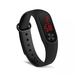 Ficha técnica e caractérísticas do produto Relógio Digital Esportivo Bracelete Led Masculino Feminino Preto - Fam