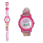 Ficha técnica e caractérísticas do produto Relógio Digital - Infantil Polly Pocket - Transparente com Detalhes Rosa - Monte Libano