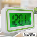 Ficha técnica e caractérísticas do produto Relógio Digital LCD Fala Hora em Português Verde CBRN09091