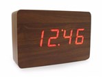 Relogio Digital Led Despertador Mini de Madeira Temp Alarme - Newmix