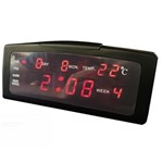 Ficha técnica e caractérísticas do produto Relógio Digital Mesa Led 20X8Cm Calendário Table Clock