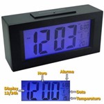Ficha técnica e caractérísticas do produto Relógio Digital Preto Grande Alarme Luz Hora Temperatura