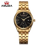 Ficha técnica e caractérísticas do produto Relógio Dourado Preto Masculino Amuda Luxo - Modelo AM2012