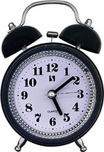 Relógio e Despertador Vintage Analógico Sino Alto Preto