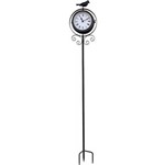 Ficha técnica e caractérísticas do produto Relógio e Termômetro com Estaca Bird Preto Goodsbr 110x20x11cm