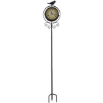 Ficha técnica e caractérísticas do produto Relógio e Termômetro com Estaca Brown Bird Goodsbr 110x20x11cm