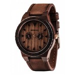 Relógio em Madeira Wewood Leo Leather Chocolate Wwle02