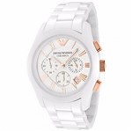 Relógio Emporio Armani Ar1416 Cerâmica Branco Rose