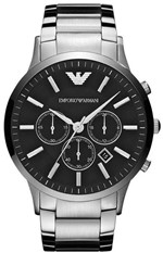 Relógio Emporio Armani Ar2460 Prata Fundo Preto