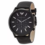 Relógio Emporio Armani Ar2461 Original Couro Preto Cronografo