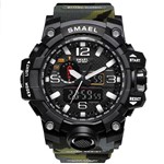 Relógio Esportivo Militar Shock Smael 1545 Camuflado Verde Exército + Estojo - Lei Li Imports