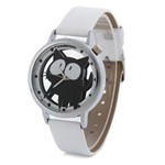 Ficha técnica e caractérísticas do produto Relógio Feminino A7741 da Shiweibao com Estampa de Gato Visor Transparente e Pulseira de Couro (Branco)