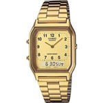 Ficha técnica e caractérísticas do produto Relógio Feminino Anadigi Casio Vintage Aq-230ga-9bmq - Dourado