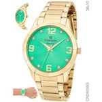 Relógio Feminino Analógico Champion Verde Dourado Cn26055g