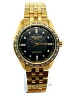 Relógio Feminino Atlantis G3472 Dourado Fundo Preto com Strass