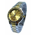 Relogio Feminino Atlantis Misto Fundo Dourado G3444