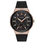 Ficha técnica e caractérísticas do produto Relógio Feminino Bulova Curv Silicone Preto/Rosegold 98R239