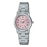 Ficha técnica e caractérísticas do produto Relogio Feminino Casio Prata Aço Fundo Rosa LTP-V002D-4BUDF