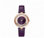 Relógio Feminino Casual Luxo Importado Couro Roxo Qualidade - Casa Total Decor