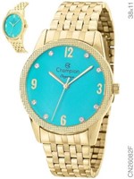 Ficha técnica e caractérísticas do produto Relógio Feminino Champion Dourado e Azul Elegance Cn26082f