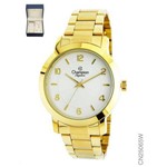 Relogio Feminino Champion Dourado Kit com Colar e Brinco Cn25065w