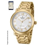 Relogio Feminino Champion Dourado Kit com Colar e Brinco Cn29945w