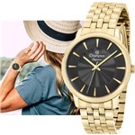 Ficha técnica e caractérísticas do produto Relógio Feminino Champion Dourado Mostrador Preto Original CN27750U