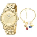 Ficha técnica e caractérísticas do produto Relógio Feminino Champion Elegance Kit Pulseira CN27296X Dourado