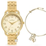 Ficha técnica e caractérísticas do produto Relógio Feminino Condor Dourado com Pulseira Berloque Strass Kit Jóias