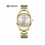 Relógio Feminino Curren 9007 Aço a Prova D'água Casual Luxo (Dourado e Branco)