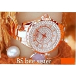 Relógio Feminino De Luxo Banhado Ouro Strass Bee Sister Zdj02