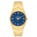 Ficha técnica e caractérísticas do produto Relógio Feminino Dourado Azul Social Orient Fgss0095 D1kx Swarovski
