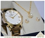 Ficha técnica e caractérísticas do produto Relógio Feminino Dourado Champion Cn29169h com Brinde Kit Semijoias