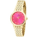 Ficha técnica e caractérísticas do produto Relogio Feminino Dourado Champion Rosa com Strass CH24857L