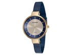 Ficha técnica e caractérísticas do produto Relogio Feminino Dourado com Azul Mondaine Pulseira Fina