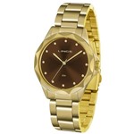 Ficha técnica e caractérísticas do produto Relogio Feminino Dourado com Fundo Chocolate LRGJ076L N1KX - Lince