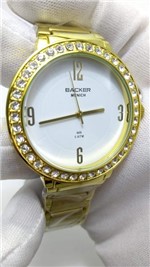 Relógio Feminino Dourado Pedras Backer Munich 34310044 BR NF