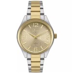 Ficha técnica e caractérísticas do produto Relogio Feminino Dourado com Prata Fundo com Textura Condor